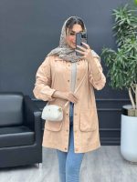مانتو لینن رنگی سر شانه پاگن کد 4679 - تصویر 3