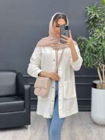 مانتو لینن رنگی سر شانه پاگن کد 4679 - تصویر 5