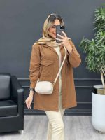 مانتو کتان پشت جیب کد 4682 - تصویر 8