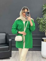 مانتو کتان پشت جیب کد 4682 - تصویر 2