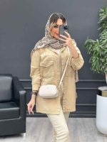 مانتو کتان پشت جیب کد 4682 - تصویر 5