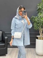 مانتو کتان پشت جیب کد 4682 - تصویر 3