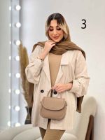 مانتو لینن نچرال یقه نامتقارن دو دکمه کد 3019 - تصویر 6