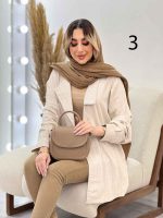 مانتو لینن نچرال یقه نامتقارن دو دکمه کد 3019 - تصویر 3