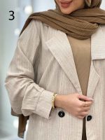 مانتو لینن نچرال یقه نامتقارن دو دکمه کد 3019 - تصویر 9