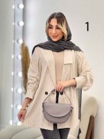 مانتو لینن نچرال یقه نامتقارن دو دکمه کد 3019 - تصویر 2