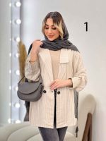 مانتو لینن نچرال یقه نامتقارن دو دکمه کد 3019 - تصویر 10