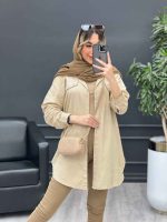 مانتو کتان بغل زیپ کد 4687 - تصویر 12