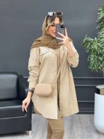 مانتو کتان بغل زیپ کد 4687 - تصویر 5