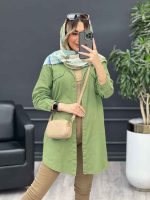 مانتو کتان بغل زیپ کد 4687 - تصویر 2