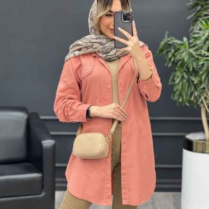 مانتو کتان بغل زیپ کد 4687