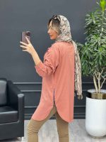 مانتو کتان بغل زیپ کد 4687 - تصویر 11