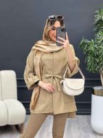 مانتو دکمه مخفی آستین پاگن کد 4693 - تصویر 6