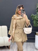 مانتو دکمه مخفی آستین پاگن کد 4693 - تصویر 12