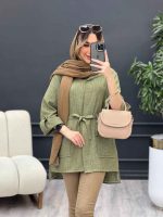 مانتو دکمه مخفی آستین پاگن کد 4693 - تصویر 11