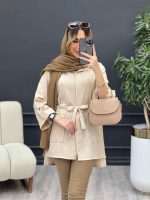 مانتو دکمه مخفی آستین پاگن کد 4693 - تصویر 4