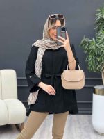 مانتو دکمه مخفی آستین پاگن کد 4693 - تصویر 3
