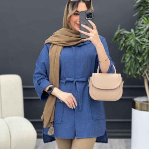 مانتو دکمه مخفی آستین پاگن کد 4693