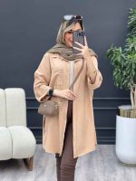 مانتو راه راه بغل سه دکمه کد 4695 - تصویر 7