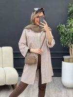 مانتو راه راه بغل سه دکمه کد 4695 - تصویر 24