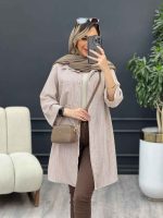 مانتو راه راه بغل سه دکمه کد 4695 - تصویر 20