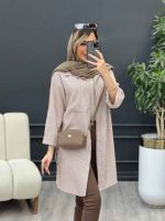 مانتو راه راه بغل سه دکمه کد 4695 - تصویر 14