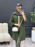 مانتو راه راه بغل سه دکمه کد 4695 - تصویر 23