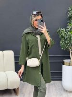 مانتو راه راه بغل سه دکمه کد 4695 - تصویر 4