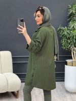 مانتو راه راه بغل سه دکمه کد 4695 - تصویر 12