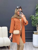 مانتو راه راه بغل سه دکمه کد 4695 - تصویر 11