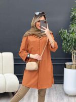 مانتو راه راه بغل سه دکمه کد 4695 - تصویر 18