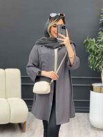 مانتو راه راه بغل سه دکمه کد 4695 - تصویر 22