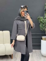 مانتو راه راه بغل سه دکمه کد 4695 - تصویر 15