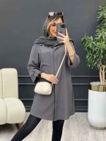 مانتو راه راه بغل سه دکمه کد 4695 - تصویر 10