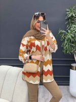 شومیز دو جیب طرح دار کد 4702 - تصویر 12