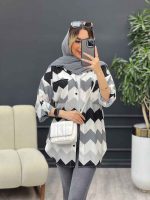 شومیز دو جیب طرح دار کد 4702 - تصویر 14