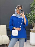 مانتو یقه سه دکمه جلو بسته کد 4698 - تصویر 2
