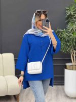مانتو یقه سه دکمه جلو بسته کد 4698 - تصویر 11