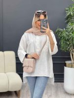 مانتو یقه سه دکمه جلو بسته کد 4698 - تصویر 5