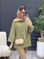 مانتو یقه سه دکمه جلو بسته کد 4698 - تصویر 3