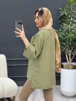 مانتو یقه سه دکمه جلو بسته کد 4698 - تصویر 8