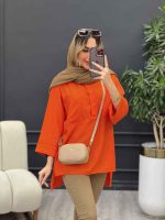 مانتو یقه سه دکمه جلو بسته کد 4698 - تصویر 7
