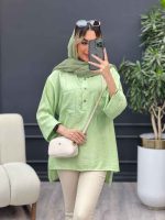 مانتو یقه سه دکمه جلو بسته کد 4698 - تصویر 12