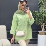 مانتو یقه سه دکمه جلو بسته کد 4698
