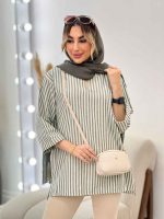 مانتو راه راه لمه دار کد 4697 - تصویر 5
