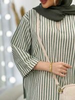 مانتو راه راه لمه دار کد 4697 - تصویر 4