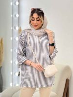 مانتو راه راه لمه دار کد 4697 - تصویر 11
