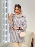 مانتو راه راه لمه دار کد 4697 - تصویر 3