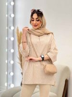 مانتو راه راه لمه دار کد 4697 - تصویر 2