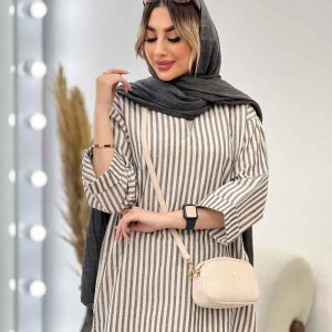 مانتو راه راه لمه دار کد 4697